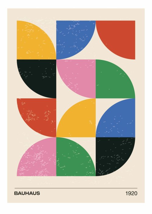 Poster  Dans le style Bauhaus demi-cercles colorés abstraction moderniste