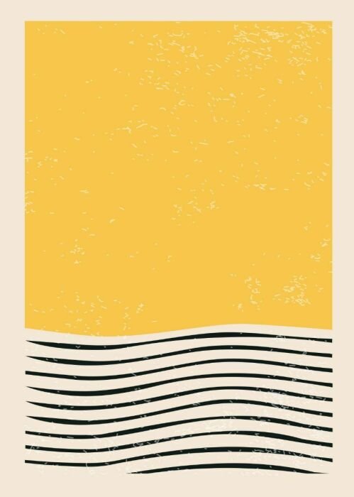 Poster  Composition géométrique inspirée du Bauhaus avec des lignes et un fond jaune