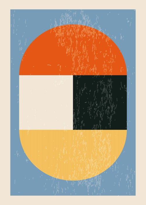Poster  Abstraction moderniste géométrie inspirée du Bauhaus