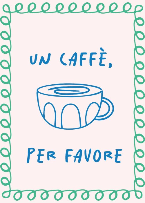 Poster  Graphique moderne avec du café et une citation italienne