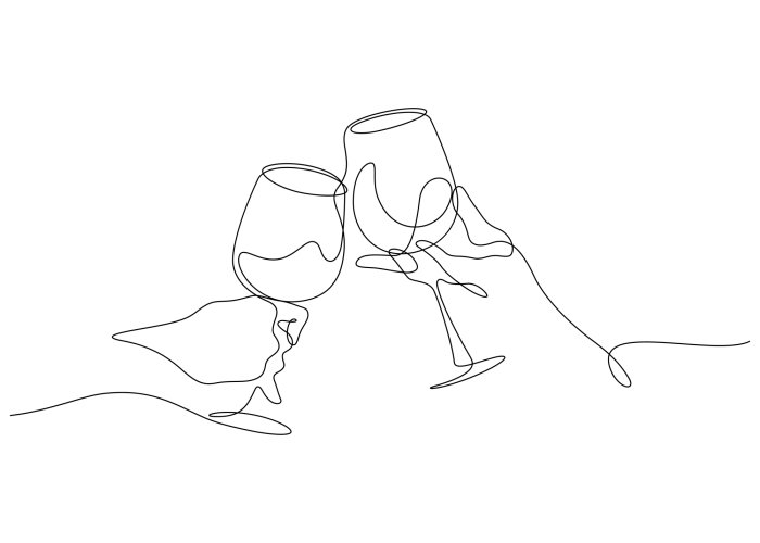 Poster  Verres de vin en style line art