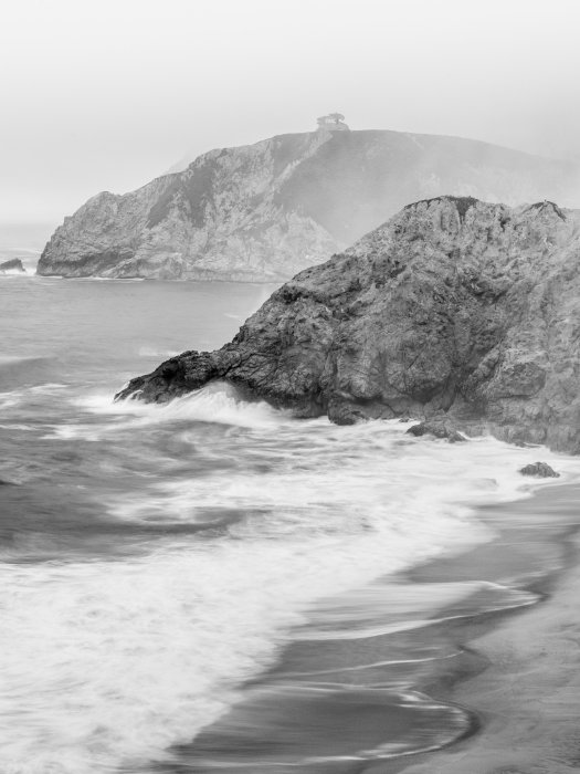Poster  Paysage en noir et blanc plage et mer