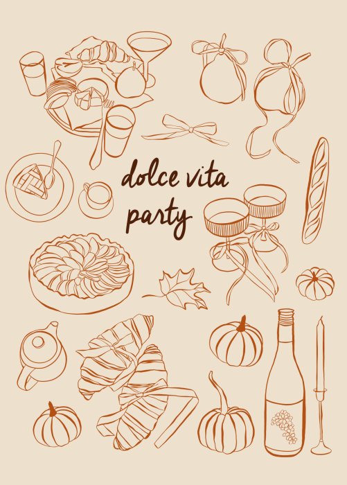 Poster  Illustration moderne avec la citation dolce vita