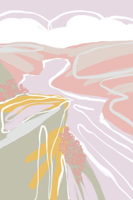 Poster  Paysage abstrait en couleurs pastel