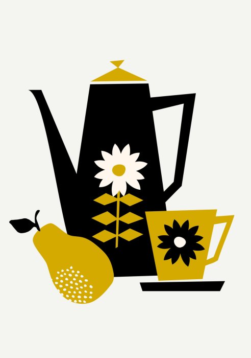 Poster  Pichet et tasse en forme de poire