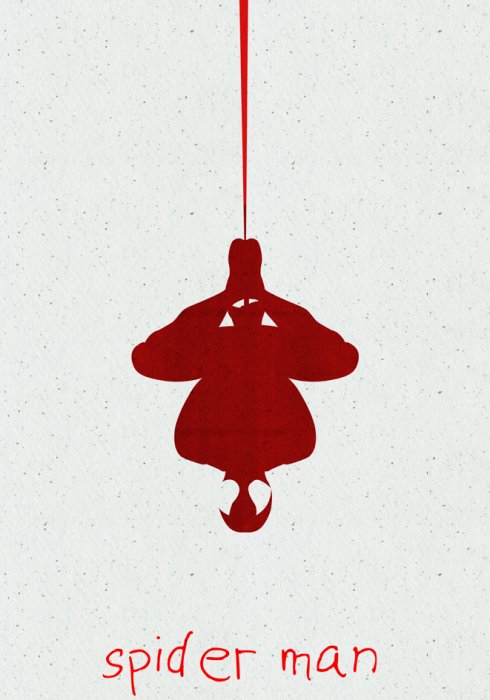 Poster  Inscription Spider-Man et silhouette rouge sur fond clair