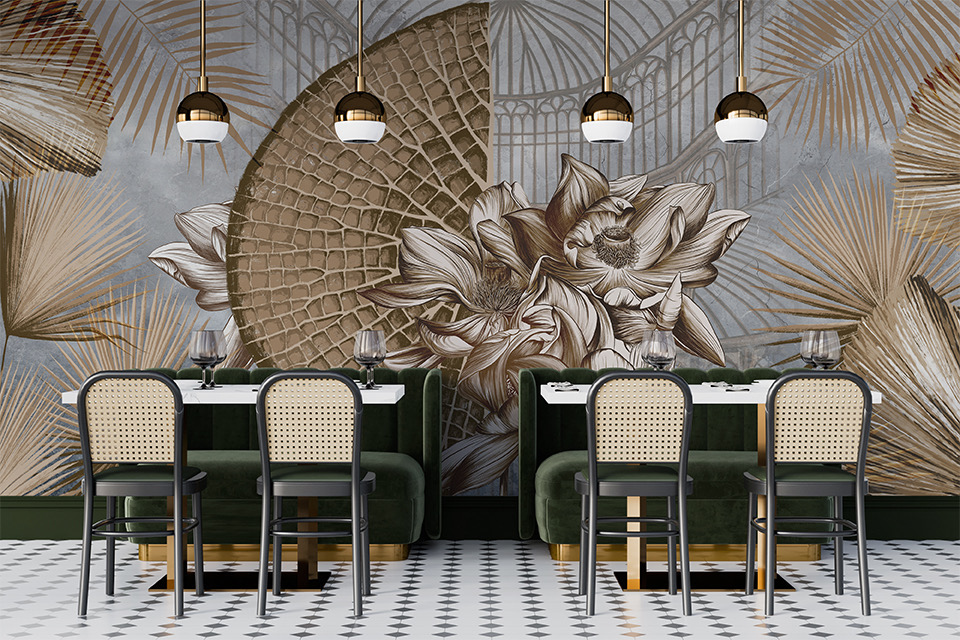 Papier peint abstrait avec des fleurs