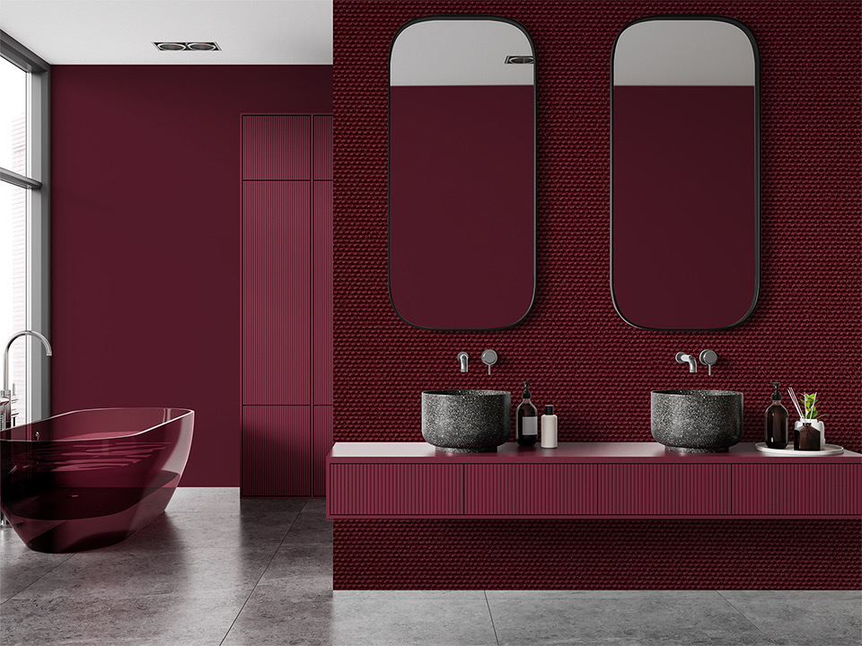 Papier peint bordeaux minimaliste