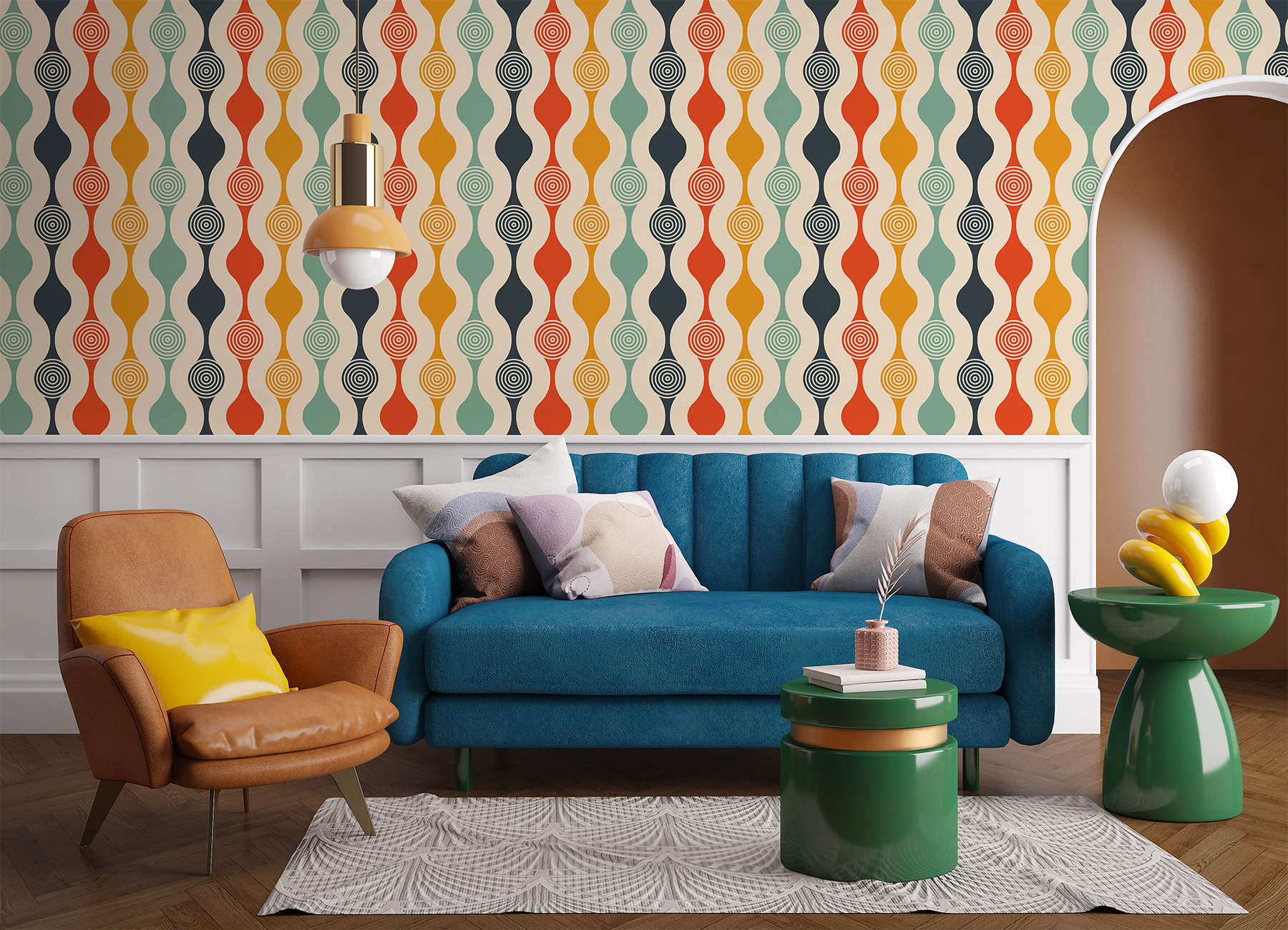 Papier peint coloré dans un style rétro