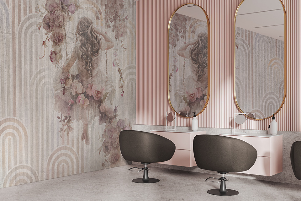 Papier peint géométrique avec une femme