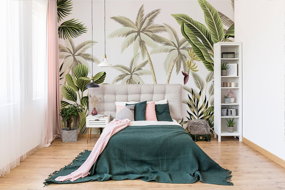 Papier peint palmier pour la chambre à coucher