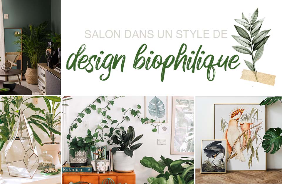 Salon Moodboard dans un style biophilique