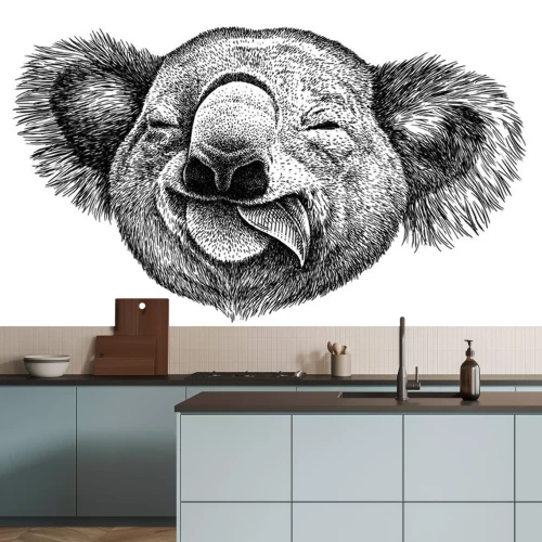 Sticker  Tête de koala mâchant une feuille d'eucalyptus