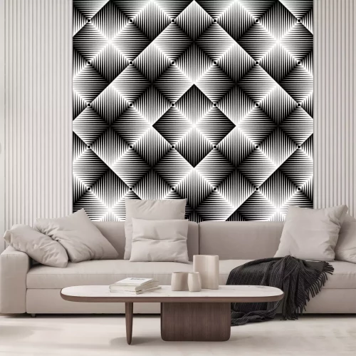 Papier peint  Motif géométrique 3D noir et blanc