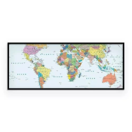 Poster  Carte politique du monde avec les pays et leurs capitales en anglais