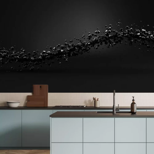 Papier peint  Cristaux noirs 3D sur fond sombre