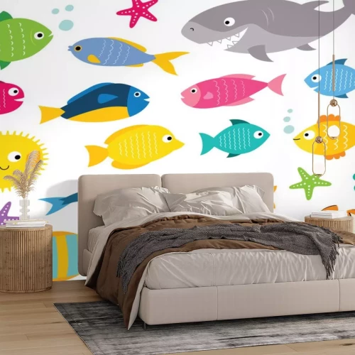 Sticker  Ensemble de poissons de dessin animé, éléments de conception isolés