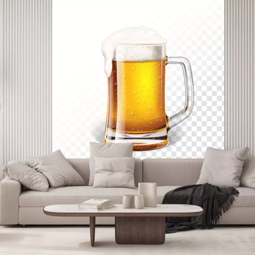 Sticker  Illustration vectorielle avec de la bière fraîche dans une tasse de bière sur fond transparent.