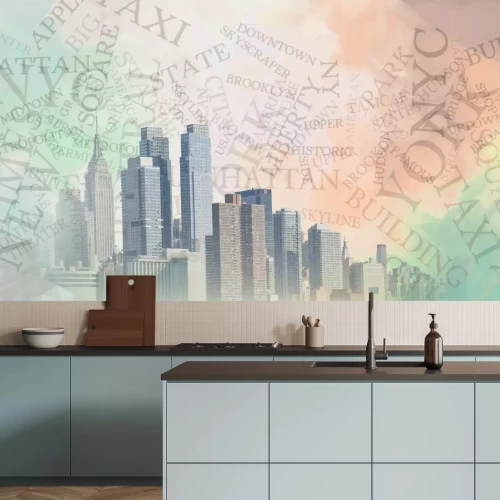 Papier peint  3D ville typographie