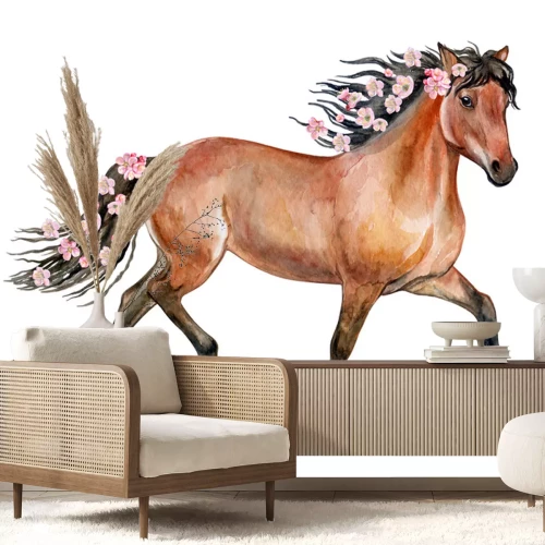 Sticker  Cheval avec des fleurs