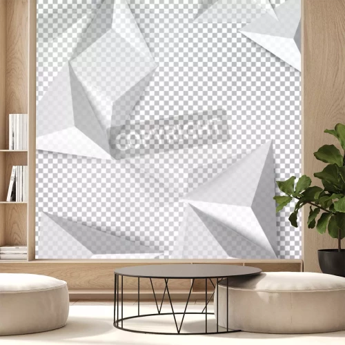 Papier peint  Pyramides en 3D sur fond de carrés