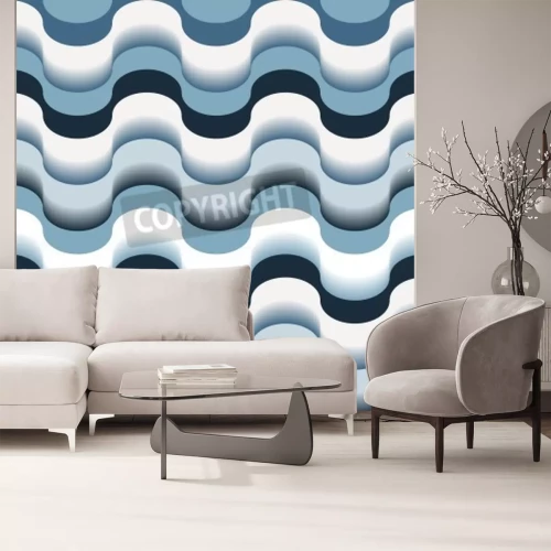 Papier peint  Vagues bleues en 3D