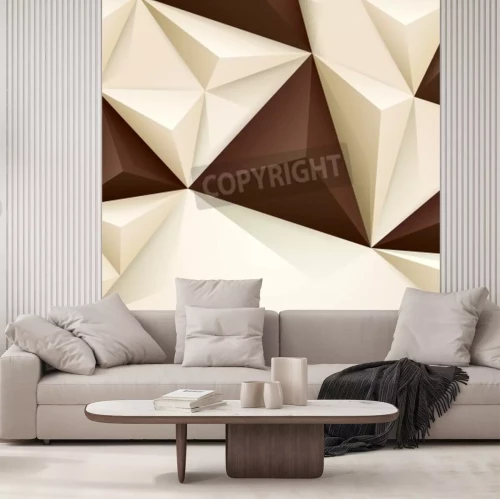 Papier peint  Motif 3D blanc et marron