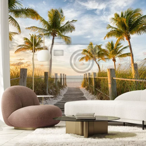 Papier peint  Passerelle à la plage de Smathers au lever du soleil - Key West, Floride