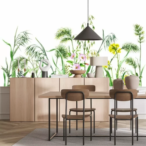 Papier peint  Graminées et fleurs des champs