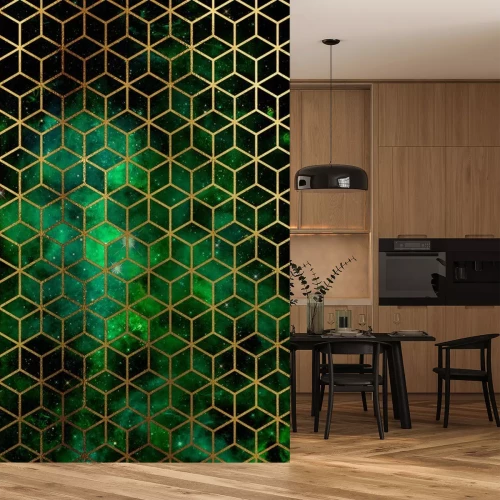 Sticker  Fond aquarelle et motif géométrique