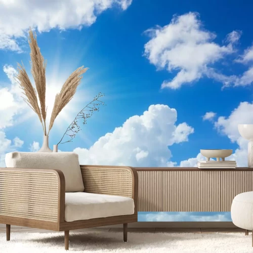 Papier peint  Soleil entre les nuages