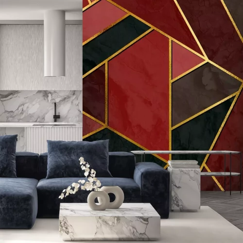 Sticker  Motif géométrique avec des lignes dorées