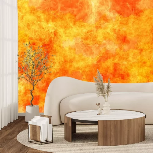 Papier peint  Feu en arrière-plan dans des tons orange et jaunes