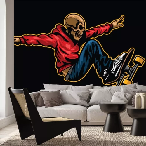 Sticker  Schädel-Reit-Skateboard