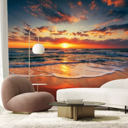 Papier peint  Beau lever de soleil sur la mer