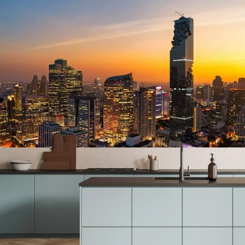 Papier peint  Panorama de Bangkok avec des gratte-ciel