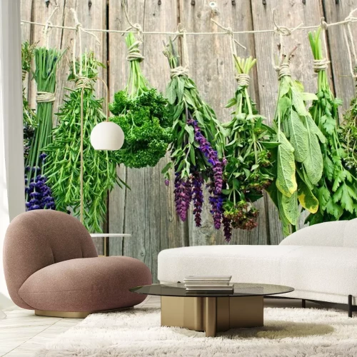 Papier peint  Herbes aromatiques à sécher