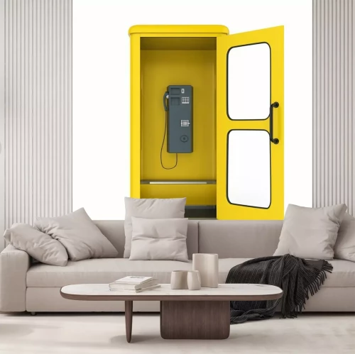 Papier peint  Cabine téléphonique jaune