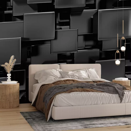 Papier peint  Solides géométriques métalliques noirs