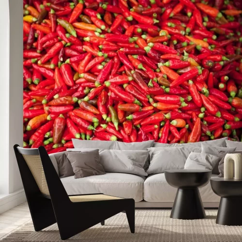 Papier peint  Tas de piments rouges et graines
