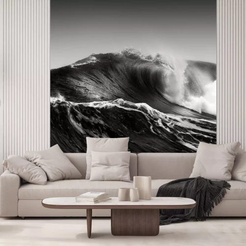 Papier peint  Vague sur une photo noir et blanc