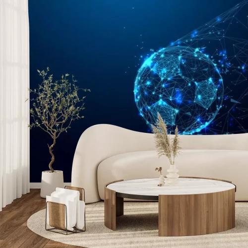 Papier peint  Plan géométrique d'un ballon de football dans un filet