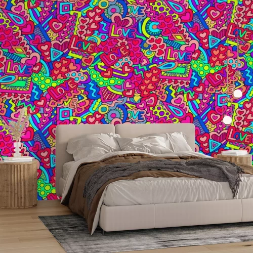 Sticker  Zentangle amour coeurs abstrait doodle motif lumineux