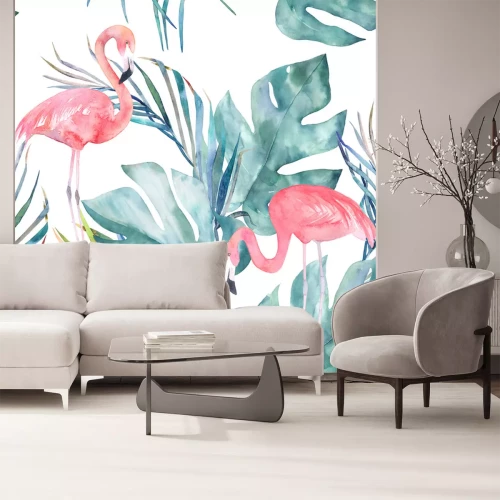 Papier peint  Animaux des tropiques avec des feuilles