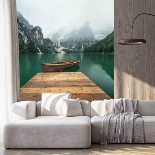 Sticker  Lac dans une vallée de montagne en Italie