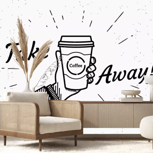 Sticker  Main de café à emporter tenant une tasse