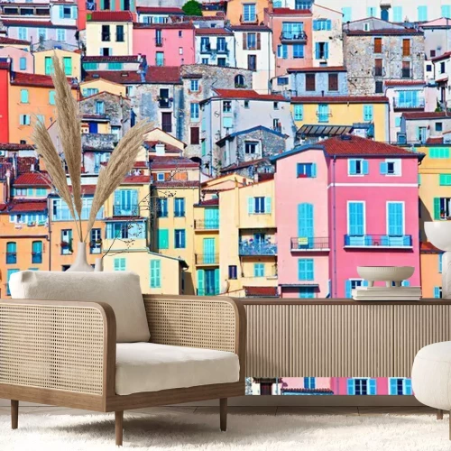 Papier peint  Façades colorées de maisons en France