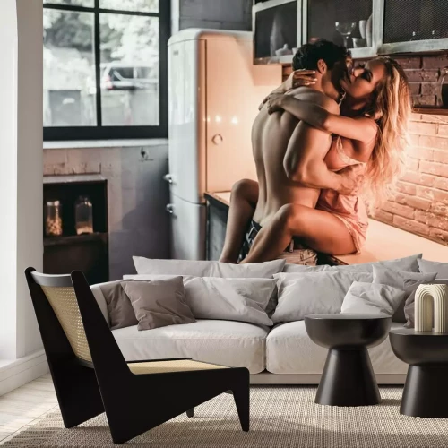 Papier peint  Couple nu dans une cuisine