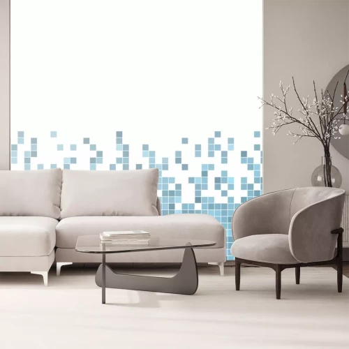 Sticker  Pixels bleus sur fond blanc