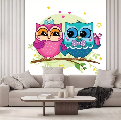 Sticker  Chouette bébé assis sur une branche